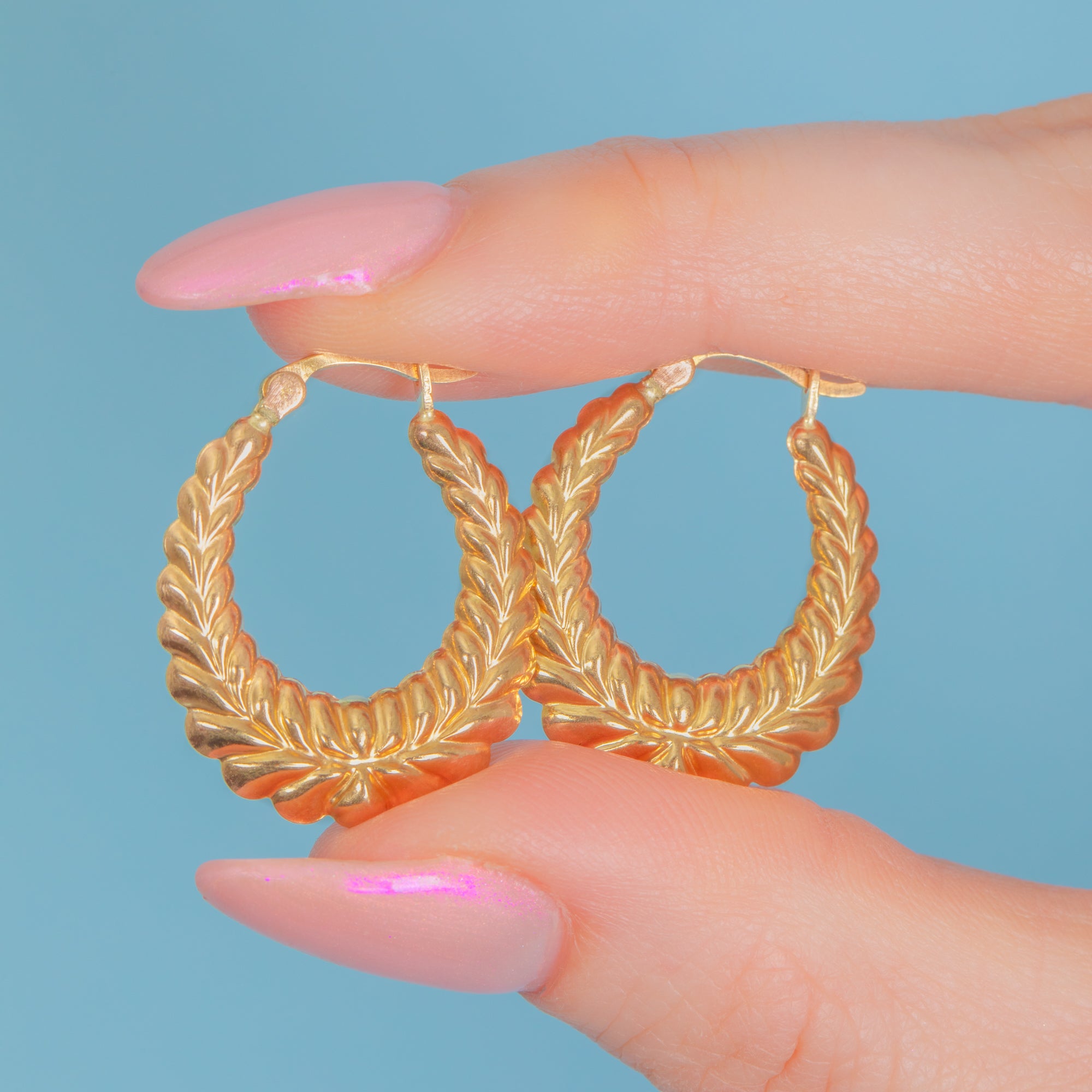 9ct Gold Fancy Hoop Earrings