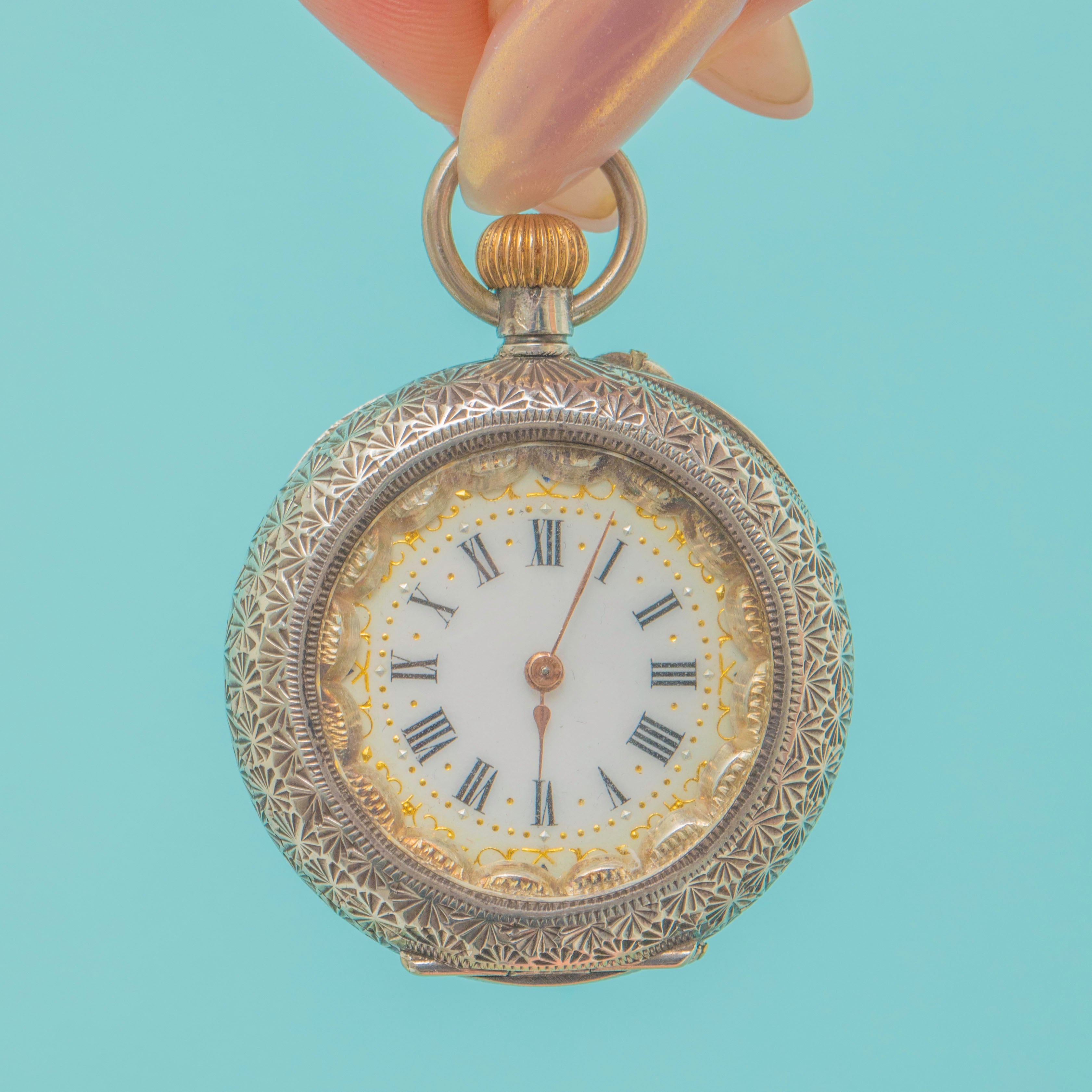 Engraved Victorian Silver Swiss Pocket Watch