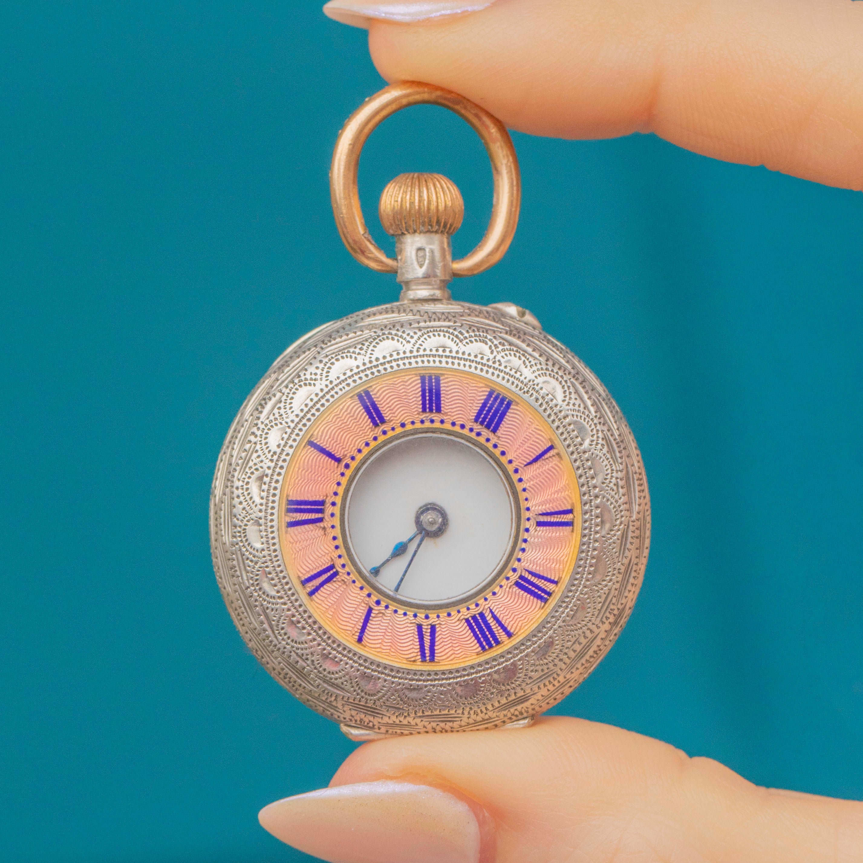 Victorian Guilloche Pocket Watches Rare Cartier Guilloche Enamel