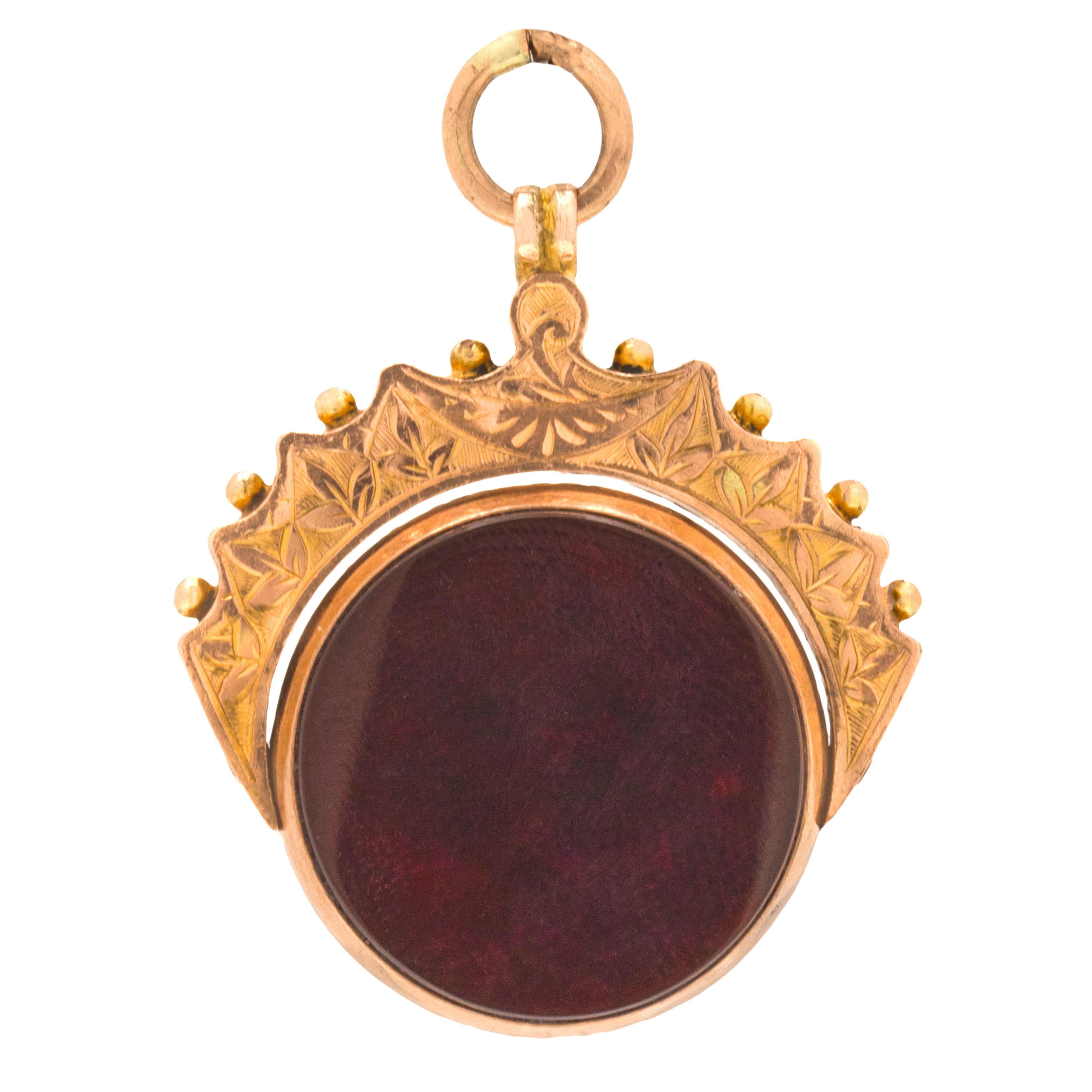 Edwardian 9ct Gold Bloodstone Carnelian Swivel Fob Pendant