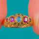 Victorian 15ct Gold Opal Emerald Pink Tourmaline Ring c.1866