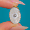 18ct Gold Mother-of-Pearl Marcasite Oval Charm