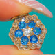 Edwardian 18ct Gold & Silver Natural Sapphire & Diamond Hexagonal Cluster Charm