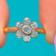 Victorian 9ct Gold Rose-Cut Diamond Flower Ring, 0.35ct