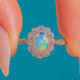 VIVID Edwardian Antique 18ct Gold Opal Diamond Cluster Ring