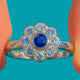 Art Deco Platinum Sapphire & Diamond Floral Cluster Ring