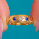 18ct Gold Domed Sapphire Diamond Gypsy Trilogy Ring c.1892