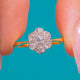 Art Deco 18ct Gold Diamond Cluster Engagement Ring - 0.30cts