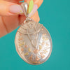 Victorian Aesthetic Silver Locket 9ct Yellow Gold & Rose Gold Roses, Daisies & Fuchsias