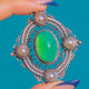 Blue-background leafy pendant front (A0132)