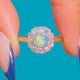 Front view showing the round Opal and stepped Diamond border (A0309)