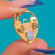 9ct Gold heart padlock charm with Opal and Diamond heart accents