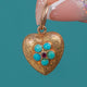 Victorian 15ct Gold Turquoise and Garnet Heart Locket Pendant