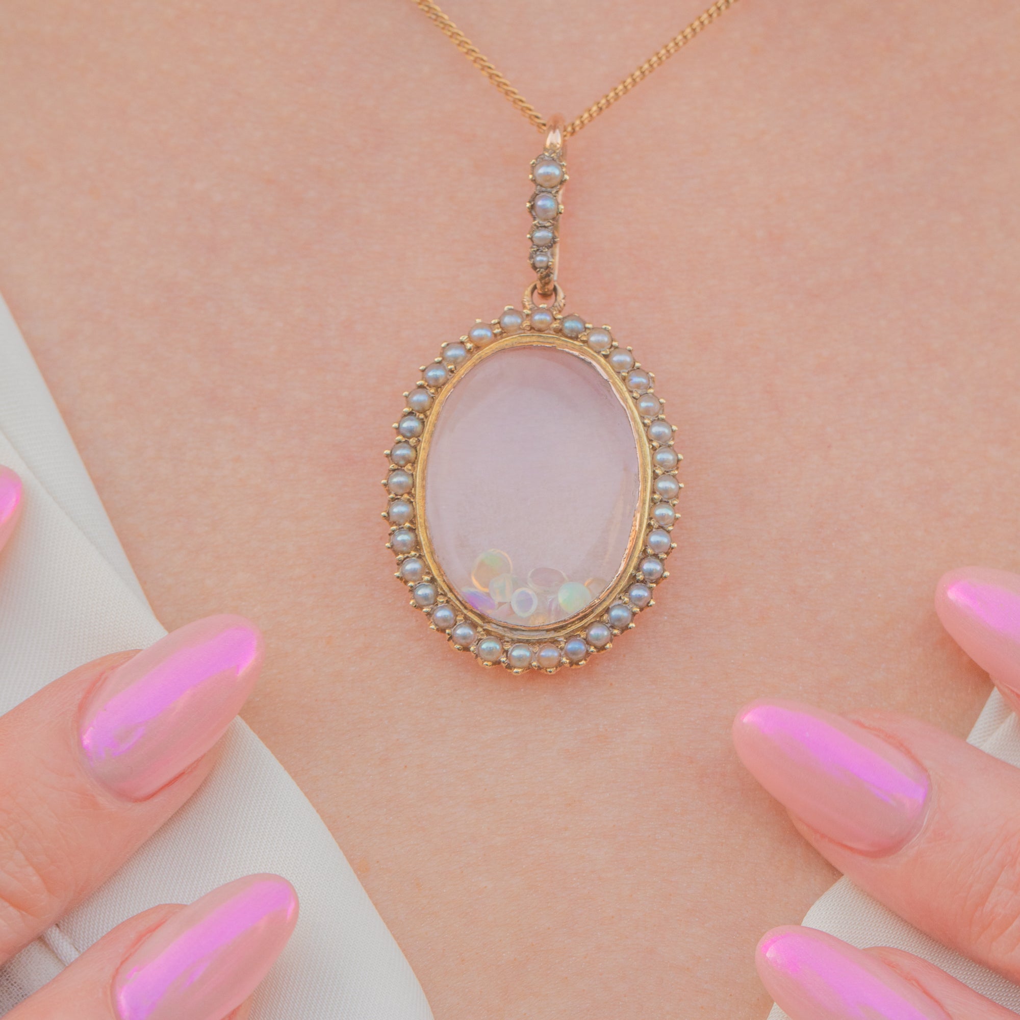 Pear Locket Antique 15ct Gold Pearl Oval Shaker Locket, Loose Opals & Diamonds