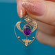 Edwardian 9ct Gold Amethyst Pearl Heart Pendant, 0.65ct