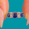 Art Deco 18ct Gold & Platinum Bezel-Set Sapphire Diamond Ring