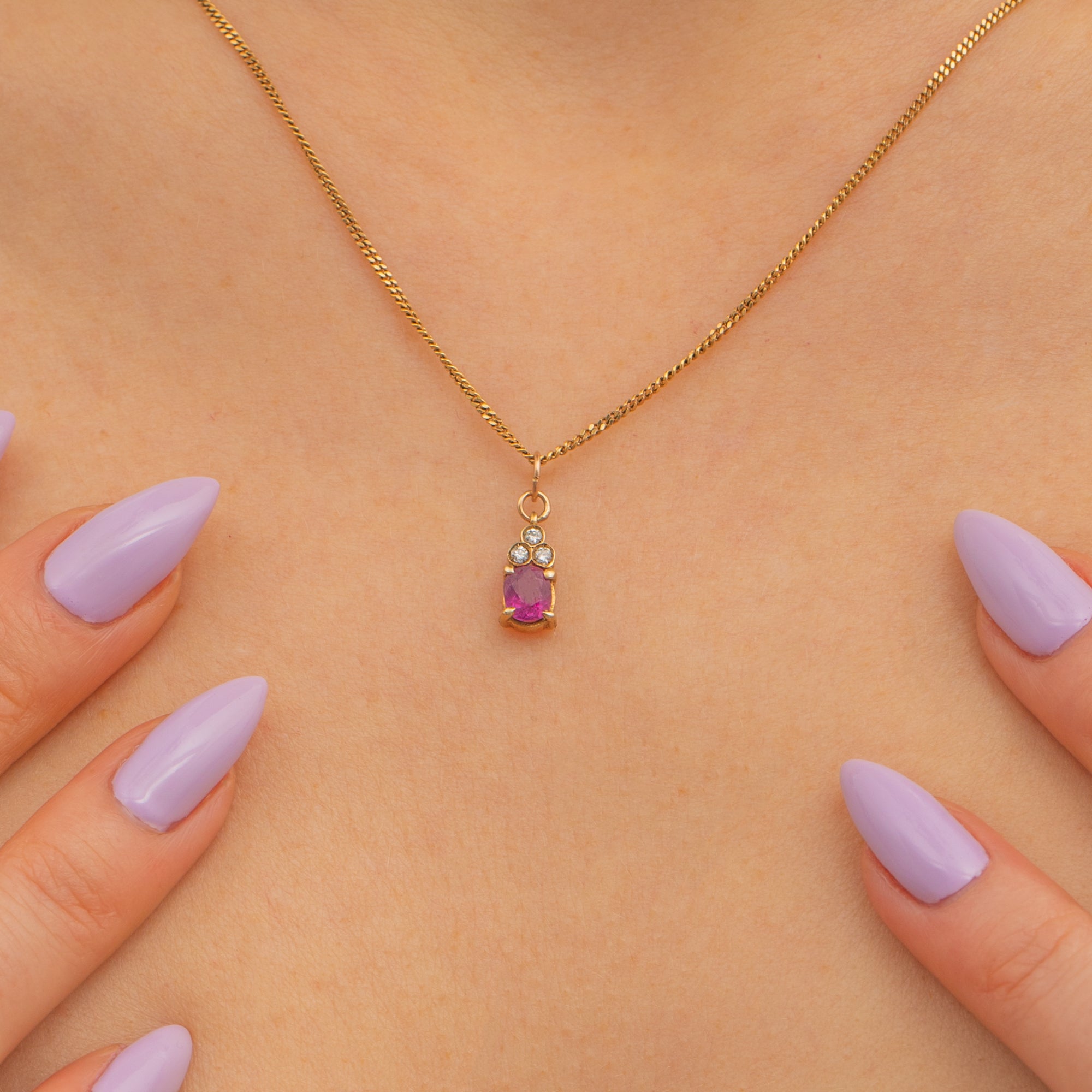 Charming Ruby 9ct Gold Ruby Diamond Charm
