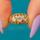 Antique French 18ct Gold Old Mine Cut Diamond Trilogy Ring 1.00ct, Carved shoulders