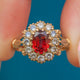 9ct Gold Garnet & Paste Cluster Ring, 1.25ct Garnet