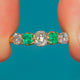 Edwardian French 18ct Gold Emerald Diamond Five Stone Ring, 0.65ct Diamonds
