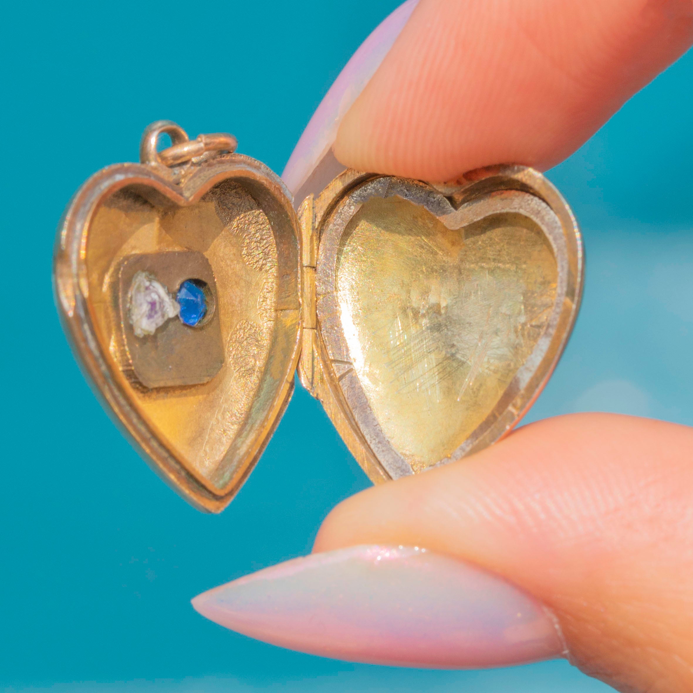 Ruby Heart Locket Antique 9ct Gold Ruby Pearl Heart Locket