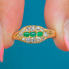 Charming Antique 18ct Gold Emerald Diamond Cluster Ring