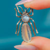 Antique Silver Moonstone Bug Brooch, 3.10ct