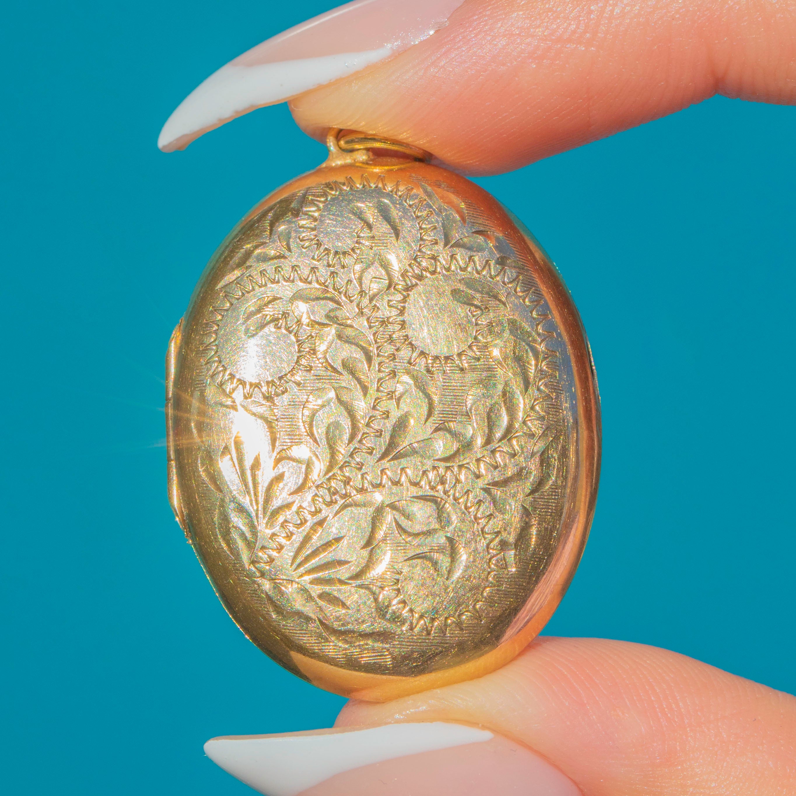 Namesake Gold Locket Solid 9ct Gold Engraved Oval Locket