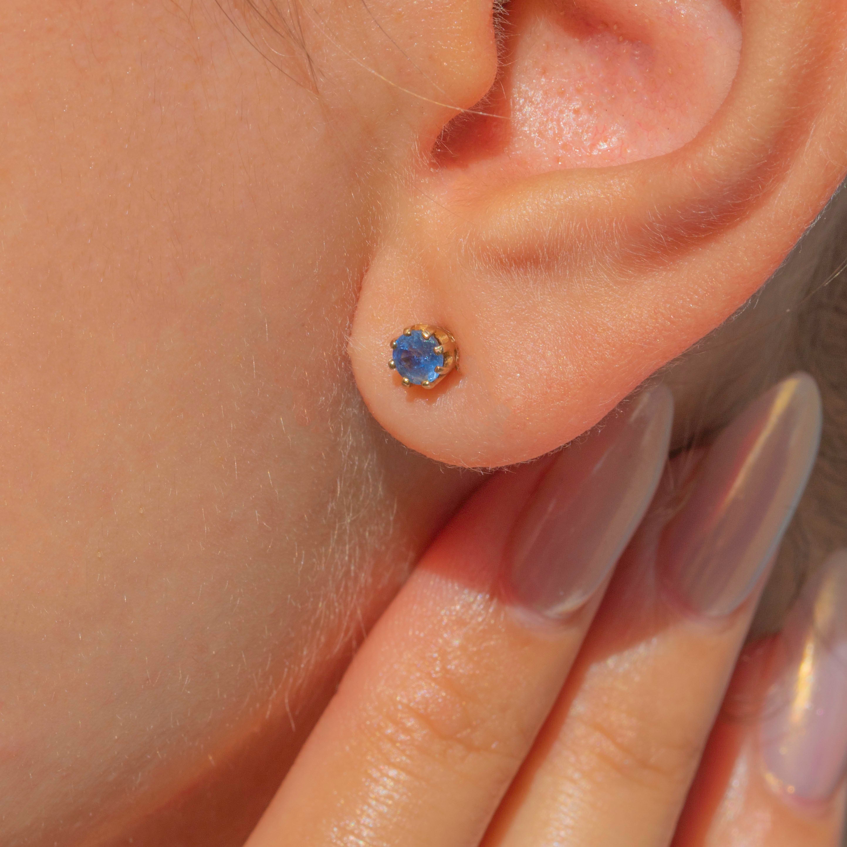 Blue Sapphire Studs Earrings - 14K White Gold #J7595 Blue Sapphire Studs Earrings - 14K White Gold #J7595