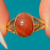 18ct Gold Archaelogical Revival Agate Scarab Ring