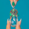 Amy Sandheim Arts & Crafts Era Rock Crystal & Green Chalcedony Lillies Pendant
