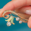 Art Nouveau Enamel & Diamond Brooch 1.10ct