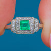 Platinum Art Deco Emerald & Diamond Ring