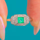 Platinum Art Deco Emerald & Diamond Ring