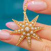 Victorian 18ct Gold Pearl & Diamond Star Pendant c.1890