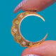 French 18ct Rosy Gold Pearl Crescent Moon Pendant, Yellow Gold Flower Details