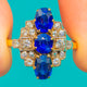 Extraordinary Art Deco 18ct Gold Sapphire & Diamond Panel Ring