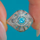 Original Art Deco 18ct White Gold Zircon & Diamond Filigree Dress Ring