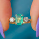 1.20ct Emerald 18ct Gold Diamond Trilogy Ring