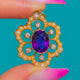 18ct Gold Amethyst, Natural Pearl, Diamond Flower Cluster Pendant c.1890