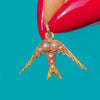 Antique 15ct Gold Pearl Swallow Charm