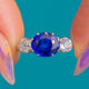 CERTIFIED 1.80ct 15ct Gold & Platinum East West CEYLON Sapphire Diamond Trilogy Ring- No Heat