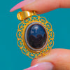 Antique 15ct Gold Bull's Eye Agate Filigree Pendant