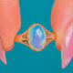 Antique 15ct Gold Oval Opal Cabochon Ring with Split Shoulders
