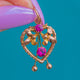 Antique 9ct Gold Pink Tourmaline Floral Heart Pendant