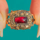 9ct Gold Georgian Garnet Cabochon Ring - Inscribed Ob. 1829