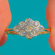Art Deco 18ct Gold & Platinum East-West Diamond Lozenge Cluster Ring