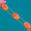 RARE Art Deco Era 9ct Gold Carved Coral Flowers Bracelet