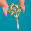 Art Nouveau 9ct Gold Moonstone & Mississippi Pearl Heart Pendant