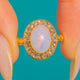 Victorian 15ct Gold Opal & Rose-Cut Diamond Cluster Ring